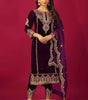 Maroon Velvet Straight Suit with Heavy Golden Embroidery & Net Dupatta | Party & Wedding Wear (BLACKLUXE CRAFTS) - BLACKLUXECRAFTS