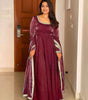 Women's Fandy Silk Embroidered Anarkali Kurti Gown With Dupatta Set (BLACKLUXE CRAFTS) - BLACKLUXECRAFTS