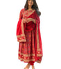 Women's Cotton Anarkali Embroidery red Designer Long Anarkali Kurti With Pant and Dupatta Set (BLACKLUXE CRAFTS) - BLACKLUXECRAFTS