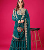 Women's Faux Georgette Embroidered Kurti With Plazzo and Dupatta Set (BLACKLUXE CRAFTS) - BLACKLUXECRAFTS
