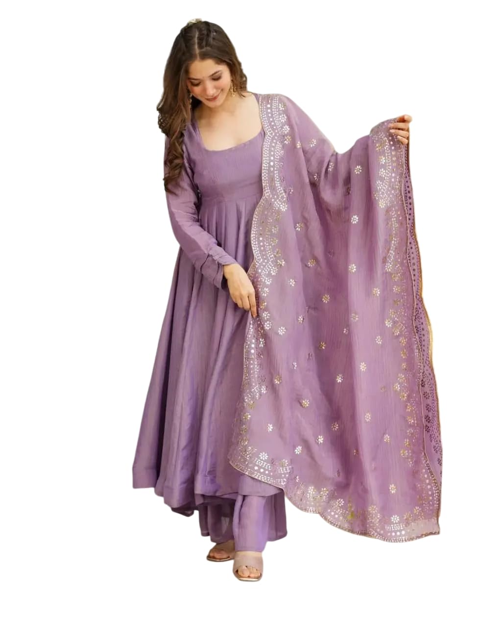 Anarkali Suit with Mirror Work Dupatta | Elegant Party Wear Indian Outfit for Women (BLACKLUXE CRAFTS) - BLACKLUXECRAFTS