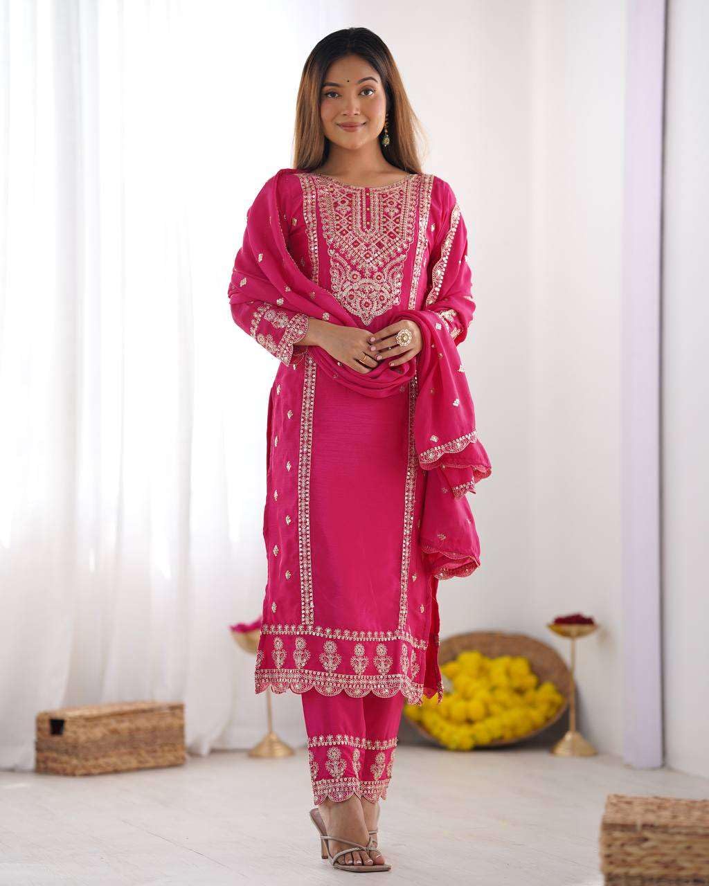 Embroidered Kurta Set with Dupatta – Festive Party Wear Indian Ethnic Outfit for Women (BLACKLUXE CRAFTS) - BLACKLUXECRAFTS