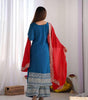 Women's Chinnon Silk Embroidered Straight Kurti With Pants and Dupatta Set (BLACKLUXE CRAFTS) - BLACKLUXECRAFTS