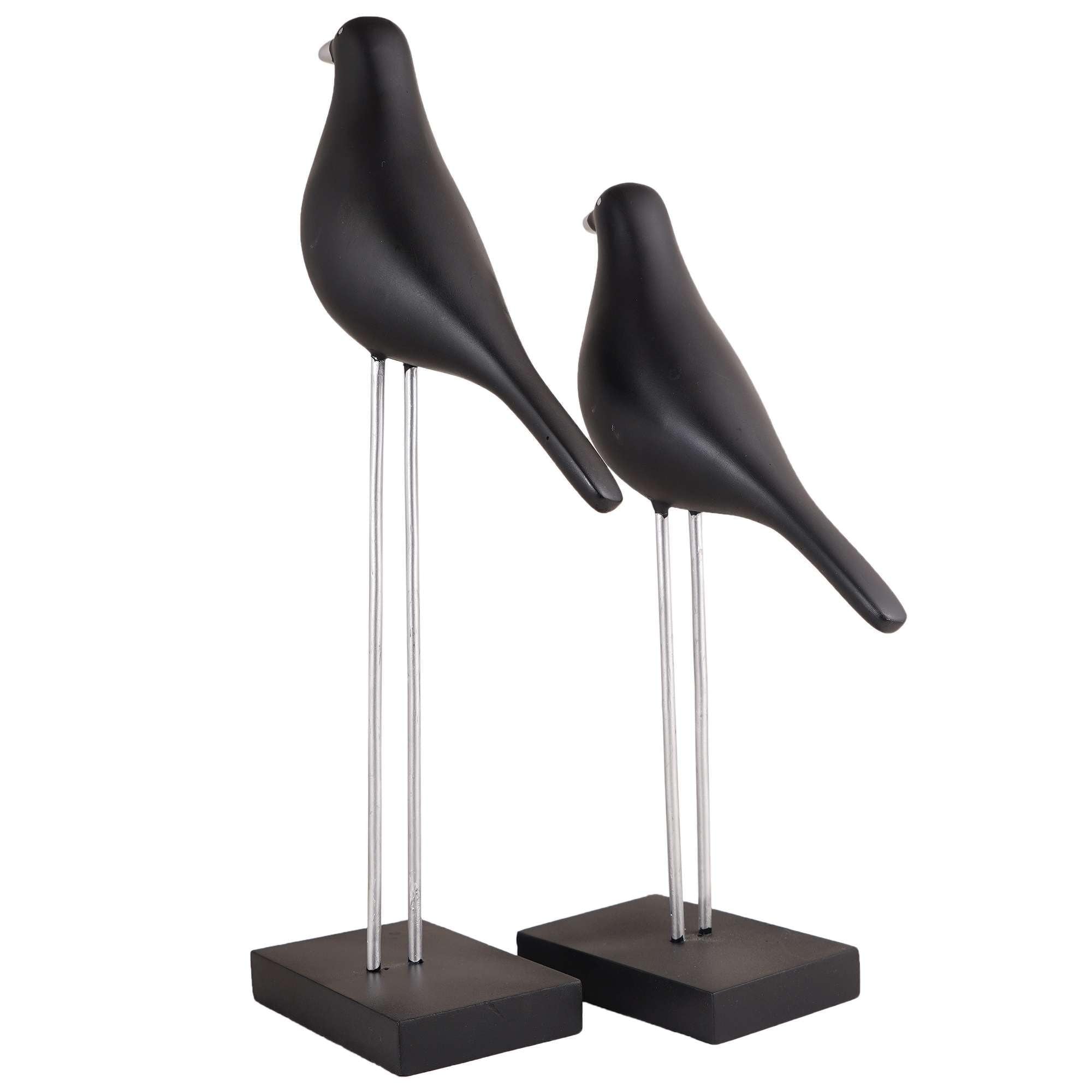 Modern Black Bird Figurines on Stand – Handmade Resin Decorative Sculpture Set for Home, Office & Minimalist Decor (BLACKLUXE CRAFTS) - BLACKLUXECRAFTS