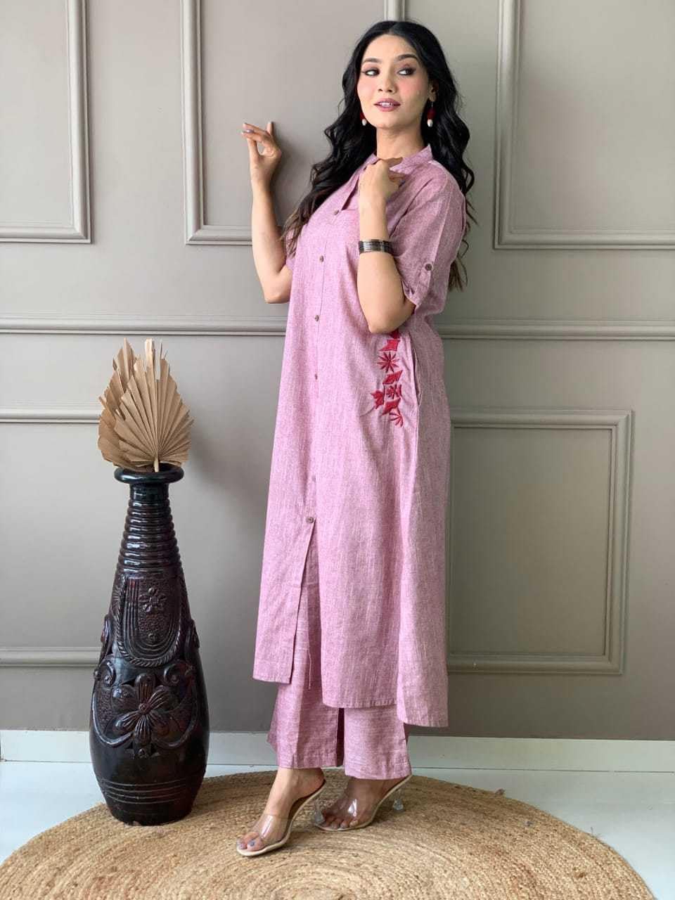 Elegant Black Kurta Set with Pink Embroidery | Women’s Ethnic Outfit (BLACKLUXE CRAFTS) - BLACKLUXECRAFTS