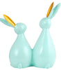 Handmade Aqua Blue Bunny Couple Figurine – Modern Resin Rabbit Statue with Golden Ears for Home Décor & Gifting (BLACKLUXE CRAFTS) - BLACKLUXECRAFTS