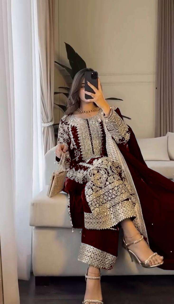 Black Embroidered Pakistani Suit with Heavy Silver Zari & Sequin Work | Designer Salwar Kameez with Dupatta for Women (BLACKLUXE CRAFTS) - BLACKLUXECRAFTS