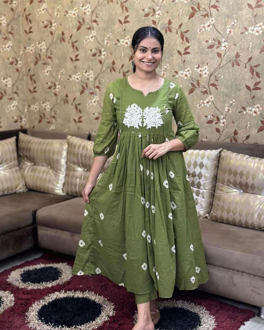 Anarkali Kurta with White Embroidery | Women’s Ethnic Festive & Casual Wear (BLACKLUXE CRAFTS) - BLACKLUXECRAFTS