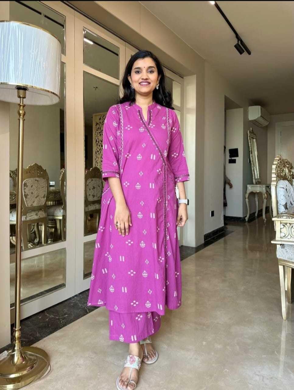 Women's Cotton Embroidered Anarkali Kurti with Pant and Dupatta Set (BLACKLUXE CRAFTS) - BLACKLUXECRAFTS