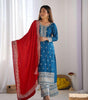 Women's Chinnon Silk Embroidered Straight Kurti With Pants and Dupatta Set (BLACKLUXE CRAFTS) - BLACKLUXECRAFTS