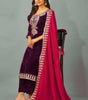 Velvet Embroidered Suit Set with Pink Dupatta – Designer Indian Wedding & Festive Wear Outfit (BLACKLUXE CRAFTS) - BLACKLUXECRAFTS
