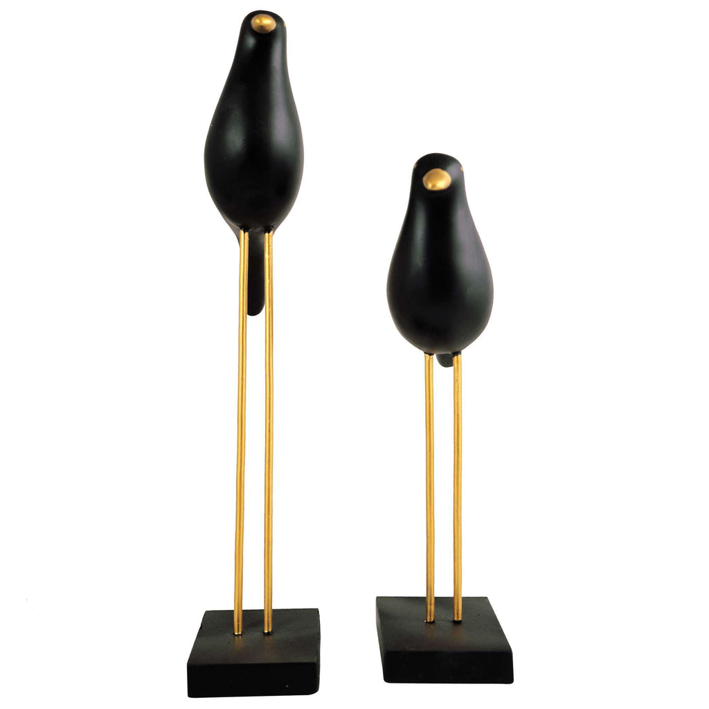 Elegant Black Bird Figurines on Golden Stand – Handmade Resin Decorative Sculpture Set for Modern Home & Office Decor (BLACKLUXE CRAFTS) - BLACKLUXECRAFTS