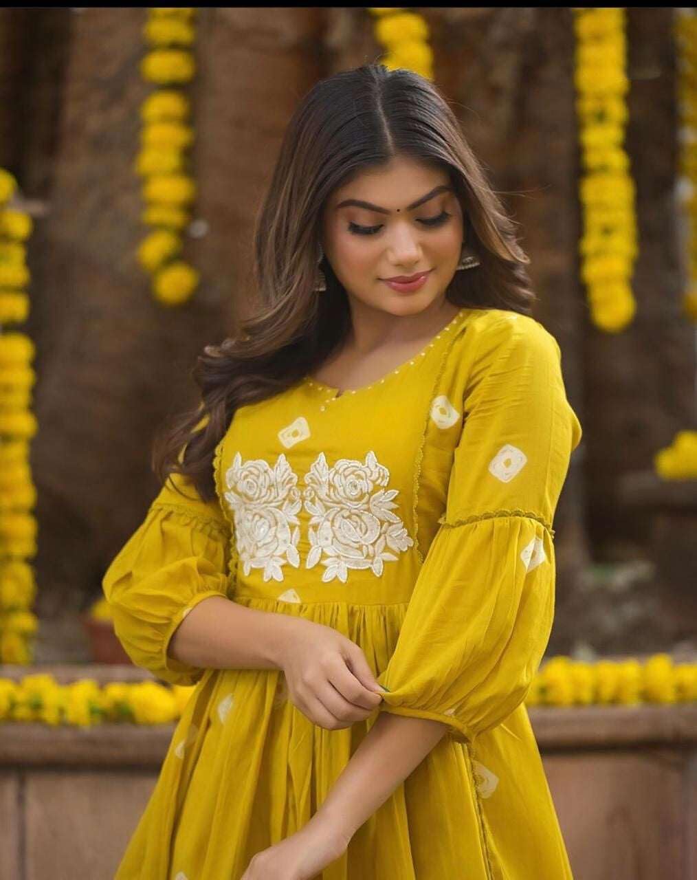 Anarkali Kurta with White Embroidery | Women’s Ethnic Festive & Casual Wear (BLACKLUXE CRAFTS) - BLACKLUXECRAFTS