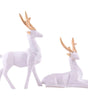 White Resin Deer Figurine Set with Golden Antlers – Elegant Reindeer Statues for Modern Home Décor & Gifting (BLACKLUXE CRAFTS) - BLACKLUXECRAFTS