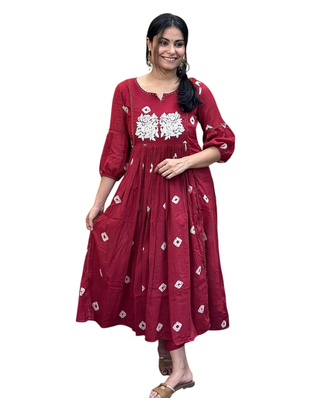 Anarkali Kurta with White Embroidery | Women’s Ethnic Festive & Casual Wear (BLACKLUXE CRAFTS) - BLACKLUXECRAFTS
