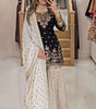 Women's Faux Georgette Embroidered Kurti With Sharara & Dupatta Set with Lace Border (BLACKLUXE CRAFTS) - BLACKLUXECRAFTS