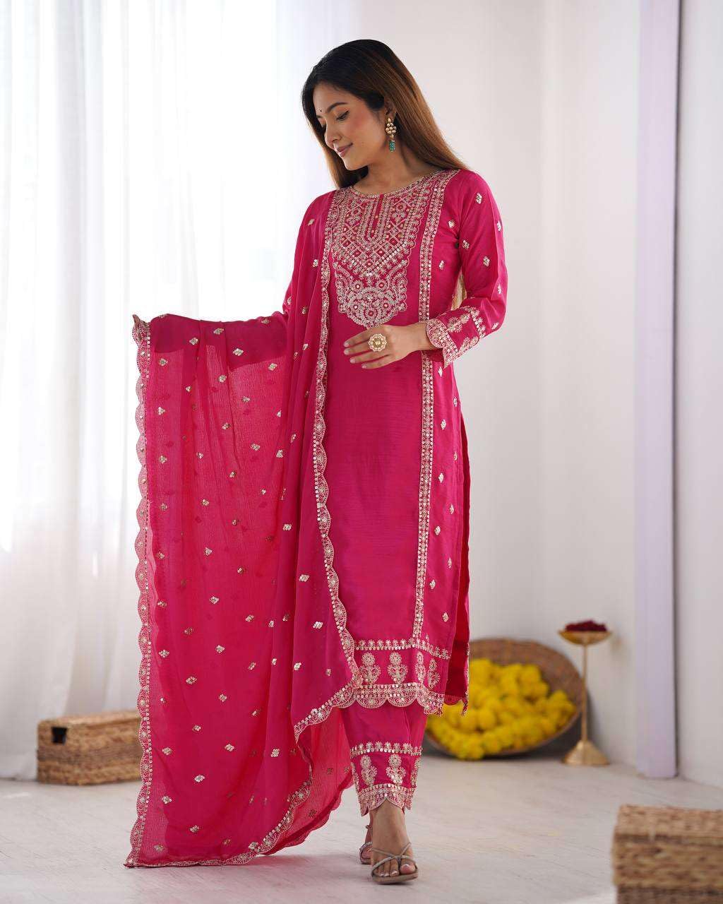 Embroidered Kurta Set with Dupatta – Festive Party Wear Indian Ethnic Outfit for Women (BLACKLUXE CRAFTS) - BLACKLUXECRAFTS