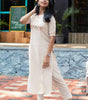 Cotton Kurta Set with Floral Embroidery | Women’s Indian Ethnic Wear | Straight Suit with Pants (BLACKLUXECRAFTS) - BLACKLUXECRAFTS