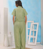 Women’s Cotton Co-Ord Set – Short Sleeve Shirt with Embroidery & Wide Leg Pants (BLACKLUXE CRAFTS) - BLACKLUXECRAFTS