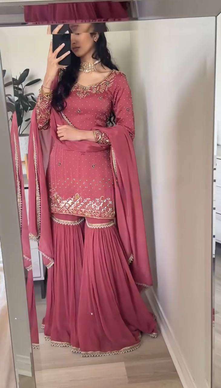 Women's Gold Crush Embroidered Straight Kurta with Sharara & Dupatta Set (BLACKLUXE CRAFTS) - BLACKLUXECRAFTS