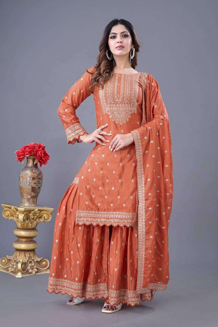 Embroidered Sharara Suit with Dupatta – Designer Party Wear Indian Outfit for Women (BLACKLUXE CRAFTS) - BLACKLUXECRAFTS