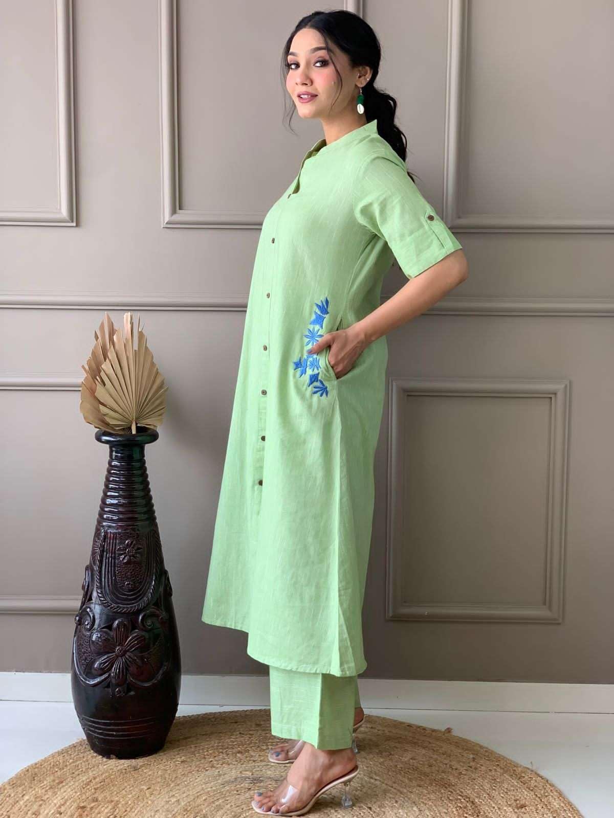 Elegant Black Kurta Set with Pink Embroidery | Women’s Ethnic Outfit (BLACKLUXE CRAFTS) - BLACKLUXECRAFTS