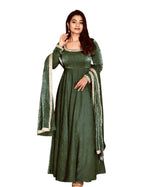 Women's Fandy Silk Embroidered Anarkali Kurti Gown With Dupatta Set (BLACKLUXE CRAFTS) - BLACKLUXECRAFTS