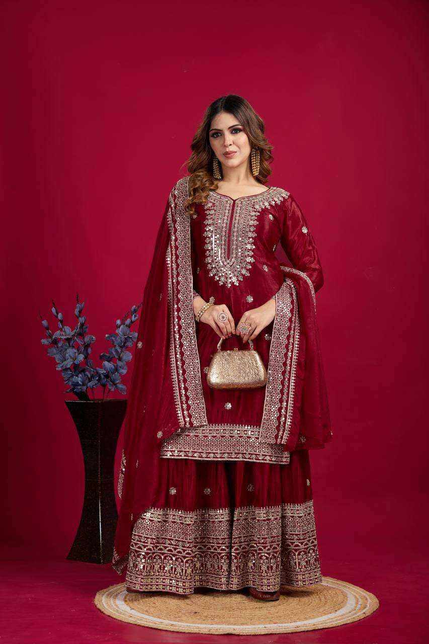 Black Embroidered Sharara Suit with Dupatta | Designer Indian Ethnic Wear | Party & Wedding Outfit for Women (BLACKLUXE CRAFTS) - BLACKLUXECRAFTS