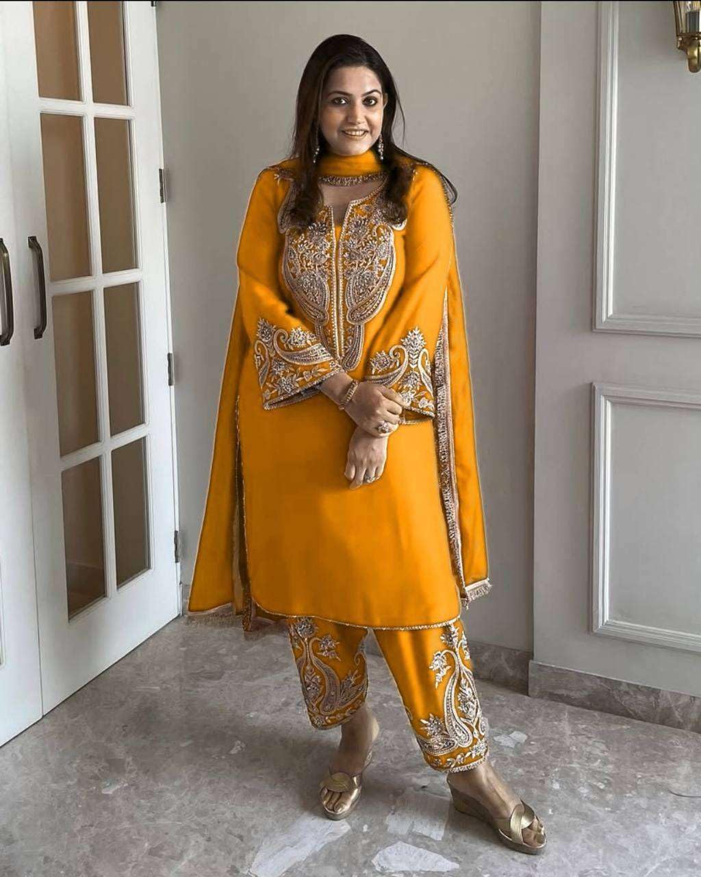 Mustard Yellow Embroidered Kurta Set with Dupatta – Festive & Wedding Party Wear Indian Outfit for Women
(BLACKLUXE CRAFTS) - BLACKLUXECRAFTS