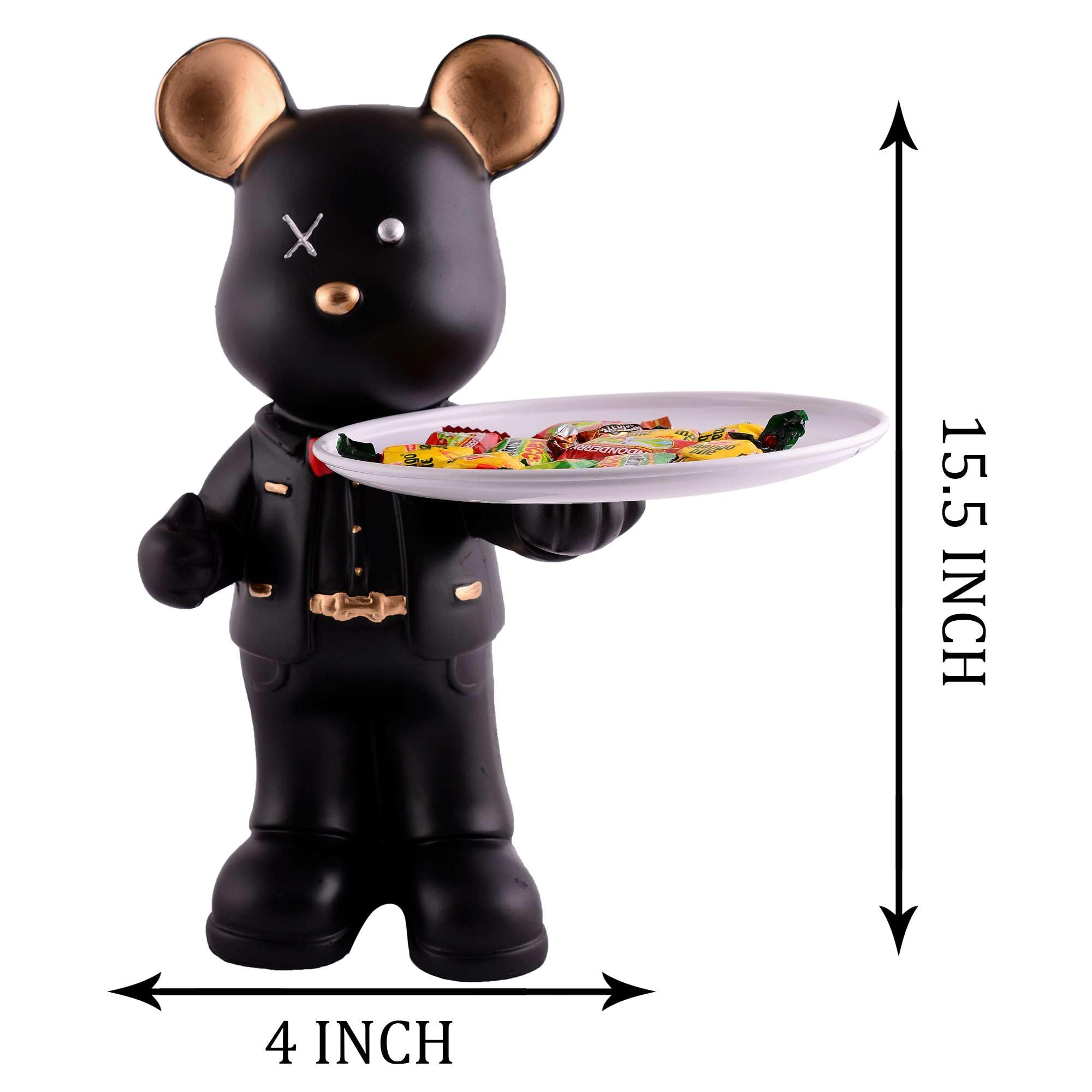 Handmade Resin Bear Candy Tray – Black Decorative Animal Snack Holder | Modern Tabletop Organizer, Unique Home Decor & Gift from India (BLACKLUXE CRAFTS) - BLACKLUXECRAFTS