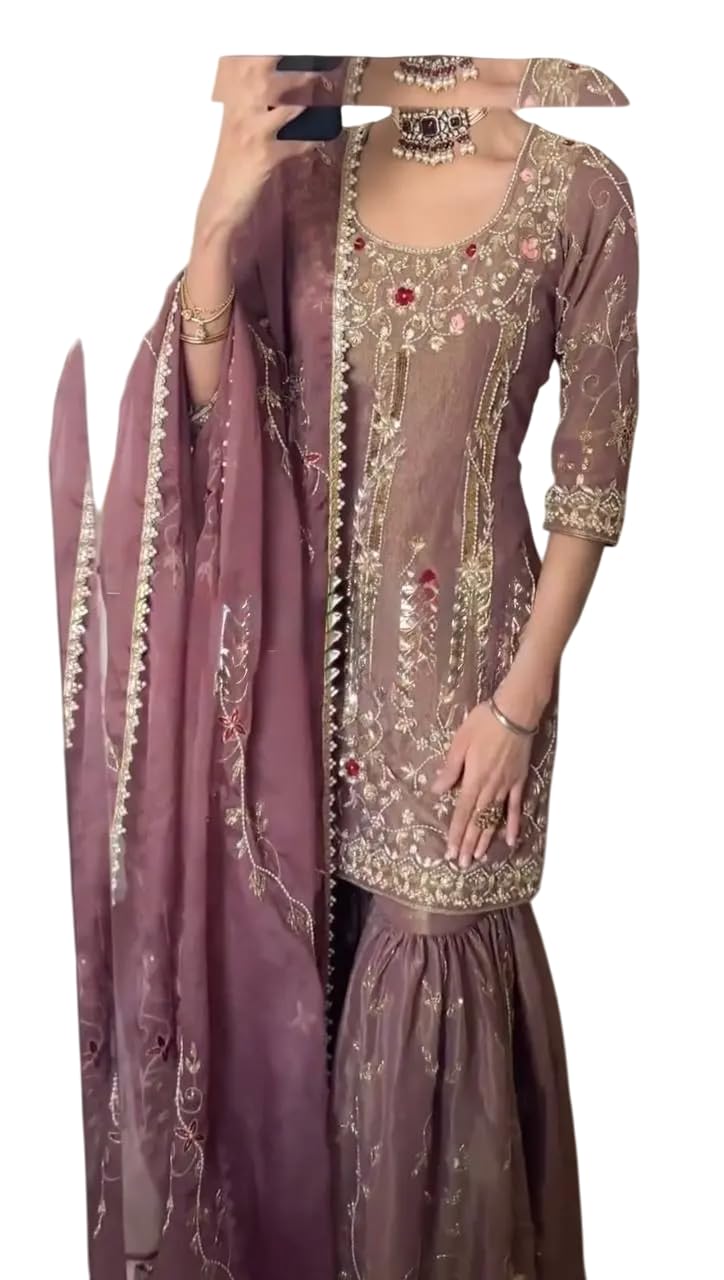 Designer Mauve Embroidered Sharara Suit with Dupatta – Heavy Party Wear Indian Ethnic Outfit for Women
(BLACKLUXE CRAFTS) - BLACKLUXECRAFTS