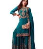 Women's Faux Georgette Ensemble with Embroidery & Sequence Work Kurti With Sharara and Dupatta Set (BLACKLUXE CRAFTS) - BLACKLUXECRAFTS