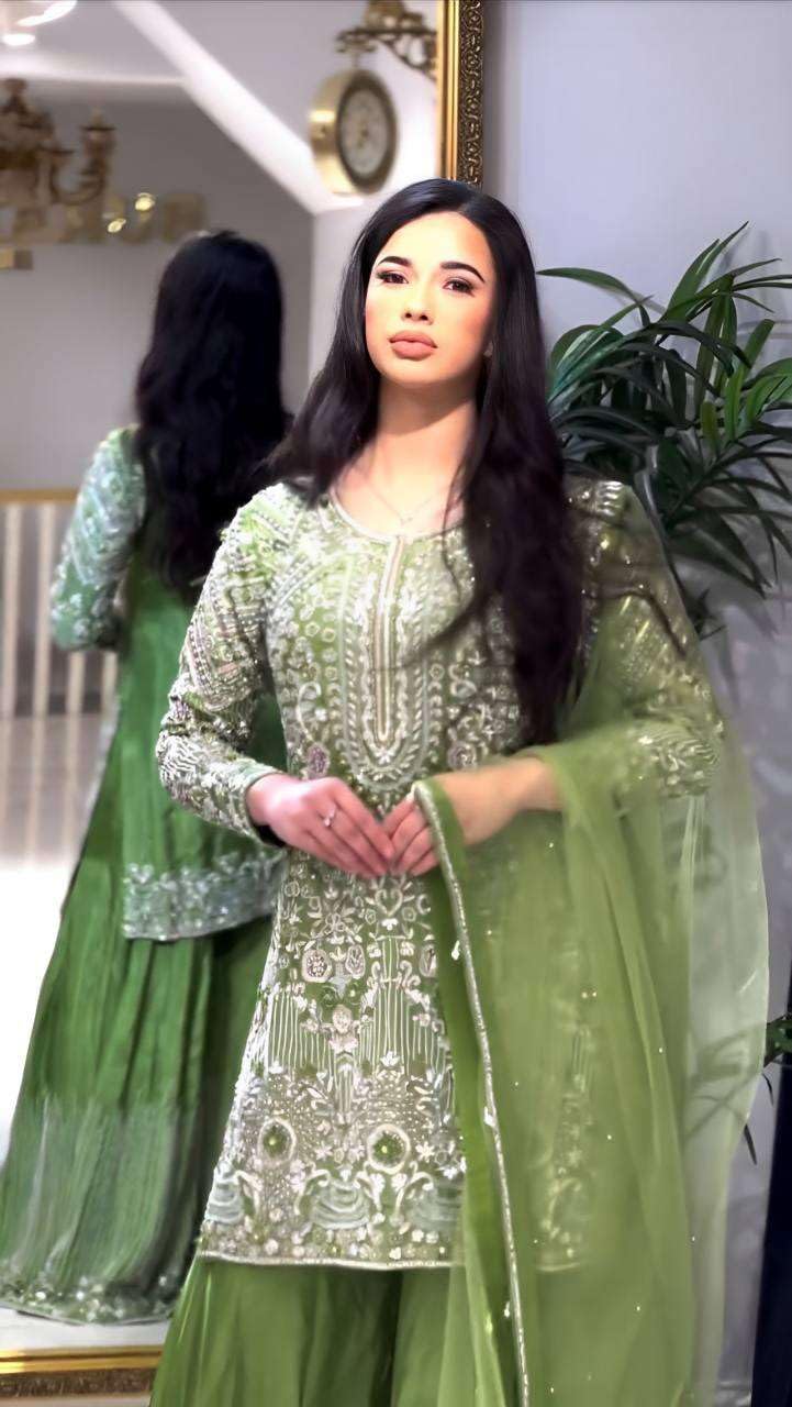 Heavy Embroidered Kurta Sharara Set with Dupatta – Designer Indian Wedding & Party Wear Outfit (BLACKLUXE CRAFTS) - BLACKLUXECRAFTS