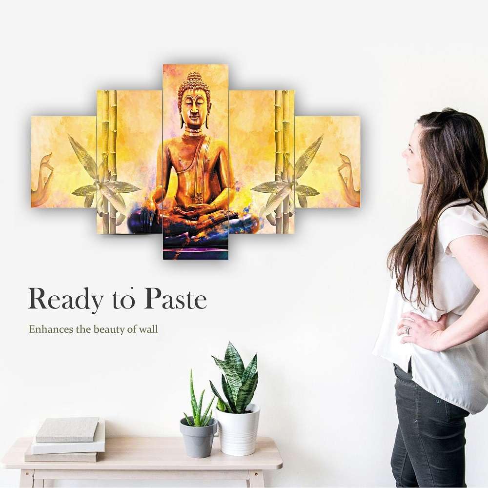 BLACKLUXE LIFESTYLE LTD Set of Five MDF Framed 3D Wall Painting for Home Decoration, Big Size Painting for Living Room, Bedroom (17x30 inches) WE 1 - BLACKLUXECRAFTS