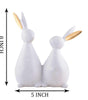Handmade White Bunny Couple Figurine – Minimalist Resin Rabbit Statue with Golden Ears for Modern Home Décor & Gifts (BLACKLUXE CRAFTS) - BLACKLUXECRAFTS