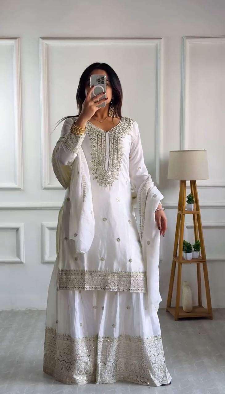 Black Embroidered Sharara Suit with Dupatta | Designer Indian Ethnic Wear | Party & Wedding Outfit for Women (BLACKLUXE CRAFTS) - BLACKLUXECRAFTS