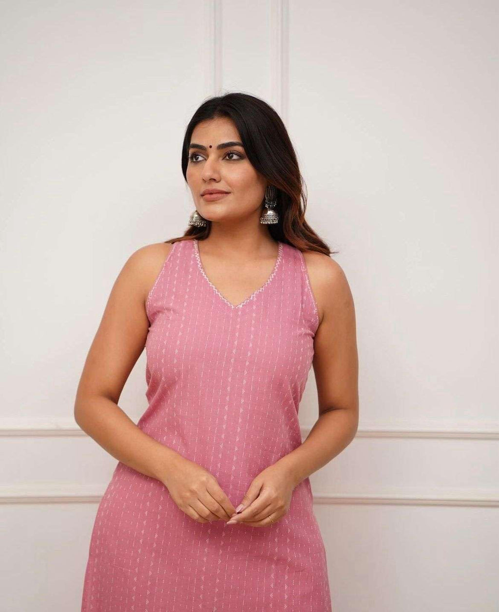 Women's Cotton Printed Sleeveless Straight Kurti With Pant Set (BLACKLUXE CRAFTS) - BLACKLUXECRAFTS