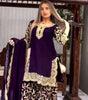 Purple Embroidered Kurta Sharara Set with Dupatta – Luxury Indian Wedding & Party Wear Outfit for Women (BLACKLUXE CRAFTS) - BLACKLUXECRAFTS