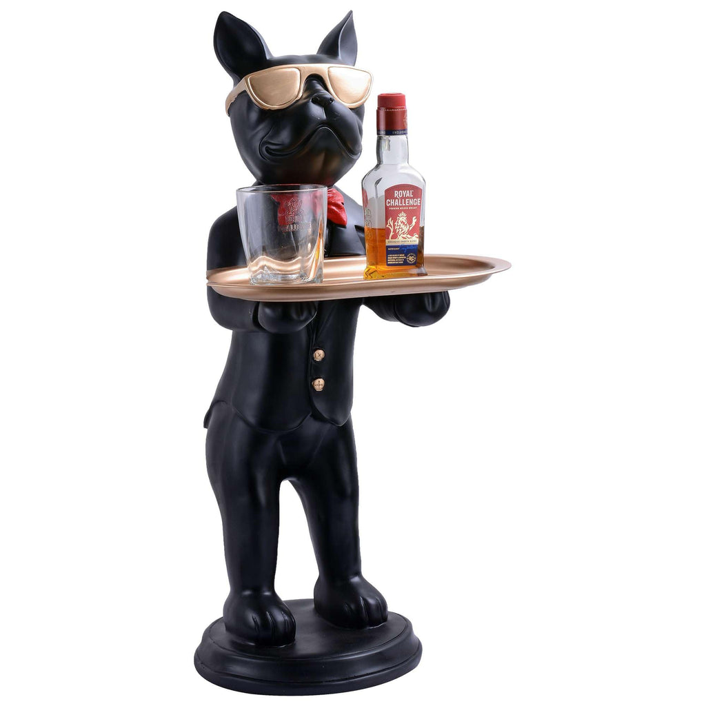Elegant Dog Butler Statue with Tray – Black Resin Animal Figurine for Bar, Kitchen & Home Décor (BLACKLUXE CRAFTS) - BLACKLUXECRAFTS