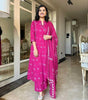 Women's Cotton Embroidered Anarkali Kurti with Pant and Dupatta Set (BLACKLUXE CRAFTS) - BLACKLUXECRAFTS