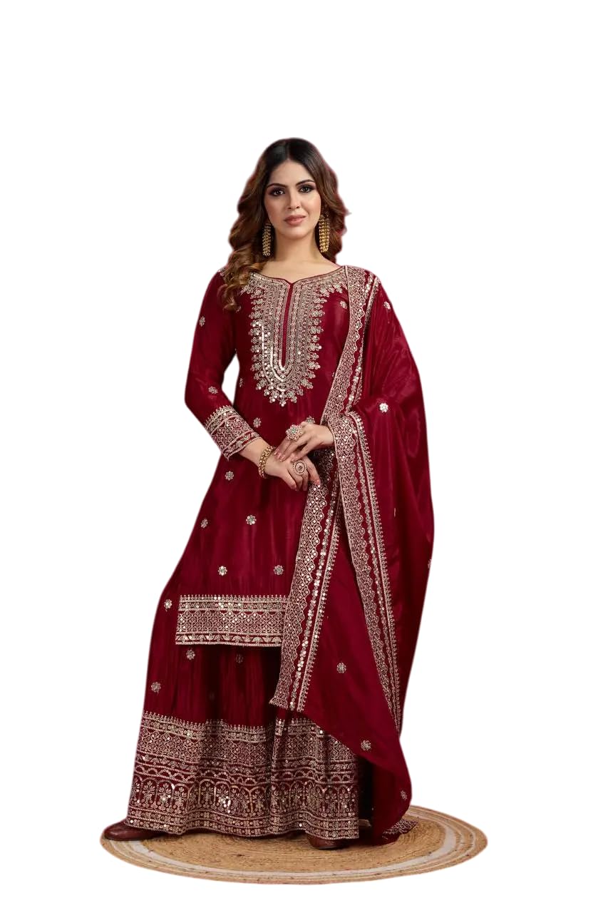 Black Embroidered Sharara Suit with Dupatta | Designer Indian Ethnic Wear | Party & Wedding Outfit for Women (BLACKLUXE CRAFTS) - BLACKLUXECRAFTS