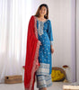 Women's Chinnon Silk Embroidered Straight Kurti With Pants and Dupatta Set (BLACKLUXE CRAFTS) - BLACKLUXECRAFTS