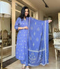 Women's Cotton Embroidered Anarkali Kurti with Pant and Dupatta Set (BLACKLUXE CRAFTS) - BLACKLUXECRAFTS