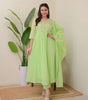 Women's Cotton Embroidered Anarkali Kurti With Pant and Dupatta set (BLACKLUXE CRAFTS) - BLACKLUXECRAFTS