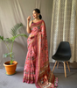 Handmade Pink Saree with Traditional Indian Block Print – Pure Cotton Ethnic Sari for Women | Festival, Wedding & Party Wear (BLACKLUXE CRAFTS)