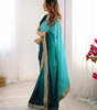 Handmade Teal Green Saree with Golden Border – Traditional Indian Ethnic Wear – Elegant Party & Wedding Saree – Artisan Crafted from India (BLACKLUXE CRAFTS)