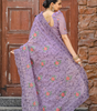 Handmade Lavender Embroidered Saree with Floral Detailing – Elegant Designer Indian Ethnic Wear for Women | Wedding & Party Wear (BLACKLUXE CRAFTS)