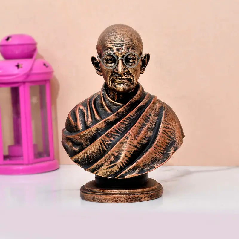 Handmade Mahatma Gandhi Bust Statue | Indian Brass Finish Figurine | Inspirational Freedom Leader Idol for Home Office & Collectible Gift (BLACKLUXE CRAFTS) - BLACKLUXECRAFTS