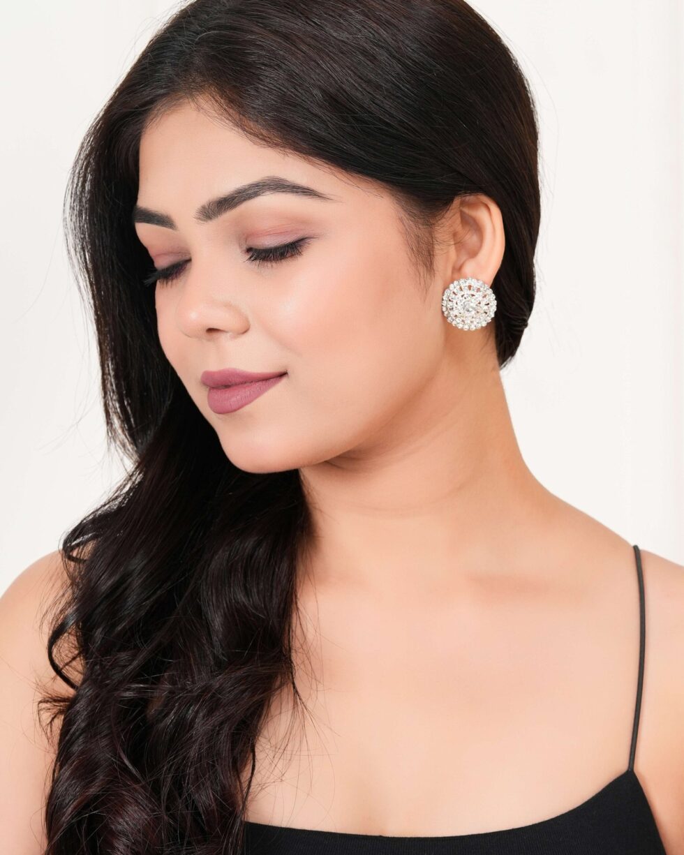 Luxury Crystal Round Stud Earrings for Women – Sparkling Rhinestone Statement Ear Jewelry, Elegant Party & Wedding Accessories (BLACKLUXE CRAFTS) - BLACKLUXECRAFTS