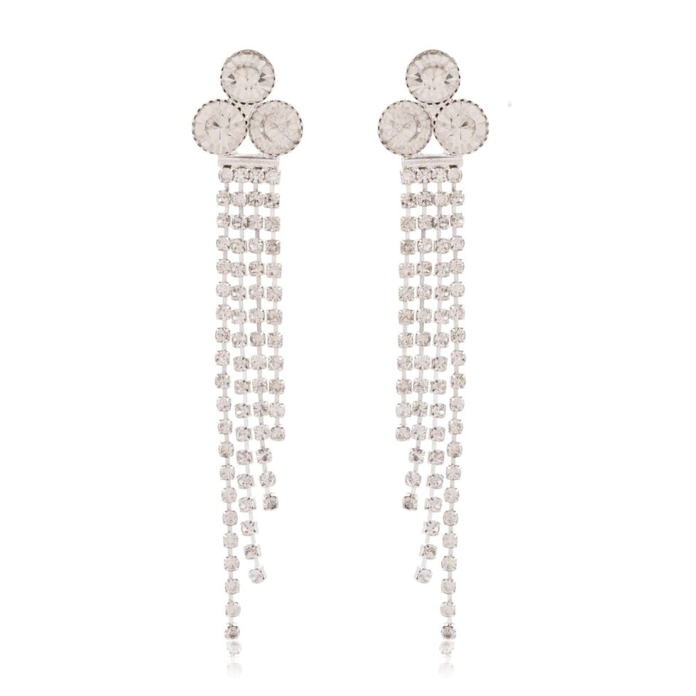 Silver Rhinestone Tassel Earrings Long Crystal Dangle Statement Earrings for Women (BLACKLUXE CRAFTS) - BLACKLUXECRAFTS